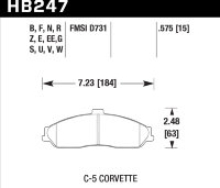 Колодки тормозные HB247E.575 HAWK Blue 9012 C-5 Corvette 15 mm