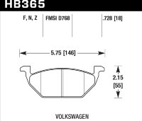 Колодки тормозные HB365Z.728A HAWK PC передние AUDI / VW