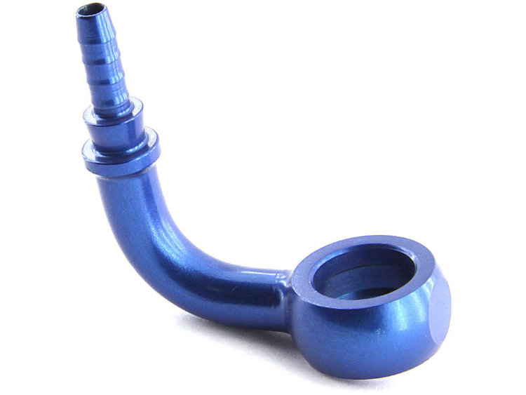 Фитинг banjo d10 mm, 90° D-03 алюминий СИНИЙ, под опрессовку S5099-03D, Goodridge