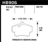 Колодки тормозные HB906W.634 задн PORSCHE 718 Cayman, Boxter; 911 997 3,6; 911 996 