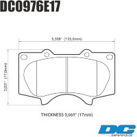Колодки тормозные DC0976E17 DC brakes RT.2, перед LEXUS GX460 / GX470;  Prado 150/120; PAJERO