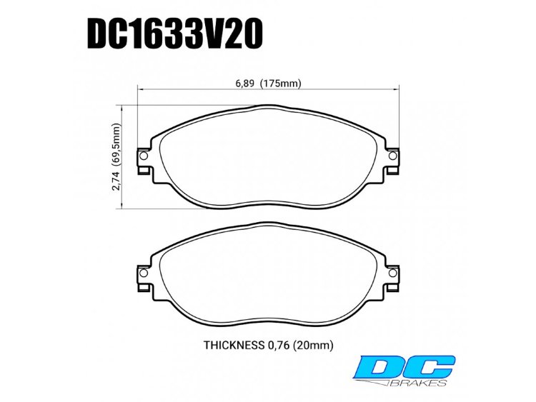 Колодки тормозные DC1633V20 DC Brakes Street STR.S, перед VW GOLF VII; Passat 362; AUDI A3 8V1
