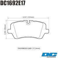 Колодки тормозные DC1692E17 DC brakes RT.2, задние RANGE ROVER SPORT; IV; DISCOVERY V; 
