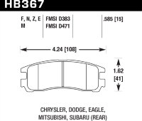 Колодки тормозные HB367E.585 HAWK Blue 9012; Subaru/Mitsubishi 15mm