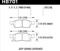 Колодки тормозные HB701Z.723 HAWK PC передние Jeep Grand Cherokee WK2/Dodge Durango 2011+