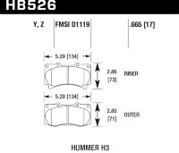 Колодки тормозные HB526Y.665 HAWK LTS передние  Hummer H3