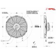 Вентилятор втягивающий (за радиатором) 12&quot; (305mm) 2250 м3/ч SPAL VA10-AP70/LL-61A - Вентилятор втягивающий (за радиатором) 12" (305mm) 2250 м3/ч SPAL VA10-AP70/LL-61A