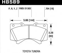 Колодки тормозные HB589N.704 HAWK HP Plus передние  LEXUS LX570, LX450D, TOYOTA LC200 Tundra