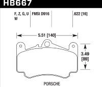 Колодки тормозные HB667G.622 HAWK DTC-60 Porsche 16 mm