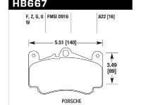 Колодки тормозные HB667Q.622 HAWK DTC-80; Porsche 16mm