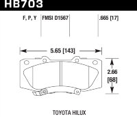 Колодки тормозные HB703P.665 HAWK SD передние TOYOTA HILUX 2005->