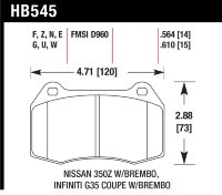 Колодки тормозные HB545G.564 HAWK DTC-60 Infiniti, Nissan 14 mm