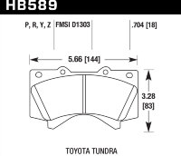 Колодки тормозные HB589Z.704 HAWK PC передние  LEXUS LX570, LX450D, TOYOTA LC200 Tundra, SEQUOIA