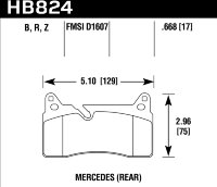 Колодки тормозные HB824B.668 HAWK HPS 5.0 Mercedes-Benz SLS AMG  задние