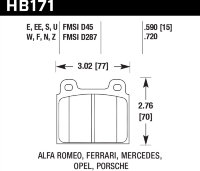 Колодки тормозные HB171W.590 HAWK DTC-30 Porsche "A" or "S" Caliper 15 mm