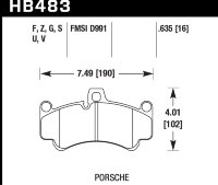 Колодки тормозные HB483S.635 HAWK HT-10 передние  PORSCHE 911 (996), (997), Gt2, Gt3 Cup, CARRERA GT
