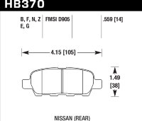 Колодки тормозные HB370Z.559 HAWK PC задние INFINITI FX / G / M ; Nissan 350Z