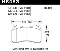 Колодки тормозные HB453N.585 HAWK HP+ передние MMC Lancer Evo V-X / SUBARU WRX STI / MEGAN RS