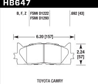 Колодки тормозные HB647Z.692 HAWK PC передние TOYOTA CAMRY 2007-2018