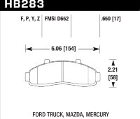 Колодки тормозные HB283P.650 HAWK SD передние FORD Explorer, Ranger