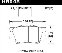 Колодки тормозные HB648Z.607 HAWK PC задние TOYOTA CAMRY 2007-2018 / RAV 4 2005->