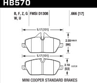 Колодки тормозные HB570B.666 HAWK HPS 5.0; 17mm