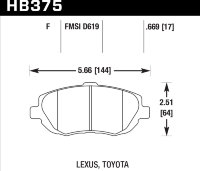 Колодки тормозные HB375F.669 HAWK HPS LEXUS GS300; GS400; GS430; IS300; SC430;