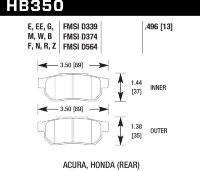 Колодки тормозные HB350M.496 HAWK Black Acura/Honda (Rear) 13 mm