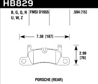 Колодки тормозные HB829Q.594 HAWK DTC-80 D1655 Porsche (Rear)