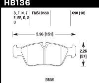 Колодки тормозные HB136G.690 HAWK DTC-60 передние BMW 3 (E36) / Z3