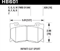 Колодки тормозные HB601W.626 HAWK DTC-30 Nissan 16 mm