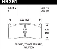 Колодки тормозные HB351S.620 HAWK HT-10 Brembo, Wilwood 16 mm