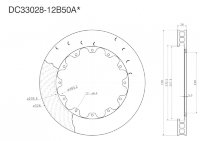 Ротор тормозного диска 330*28mm, DC Brakes DC33028-12B50AL, крепеж под болты, левый