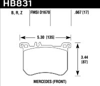 Колодки тормозные HB831Z.667 HAWK PC Mercedes-Benz SL400  передние
