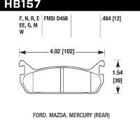 Колодки тормозные HB157G.484 HAWK DTC-60 Mazda Miata MX-5 1.6L (Rear) 12 mm