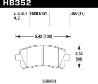 Колодки тормозные HB352S.665 HAWK HT-10 передние SUBARU Impreza, Legacy, Forester, Outback