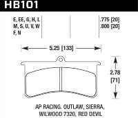 Колодки тормозные HB101F.800 HAWK HPS Wilwood SL, AP Racing, Outlaw 20 mm