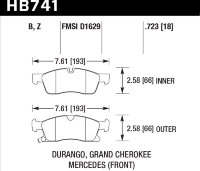 Колодки тормозные HB741B.723 HAWK HPS 5.0; 19mm перед БЕЗ спорт пакета AMG, MB ML350, GL350, GL450