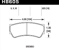 Колодки тормозные HB605Q.625 HAWK DTC-80; Brembo F3 16mm