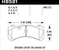 Колодки тормозные HB581F.660 HAWK HPS Brembo 6 поршней тип J, N 