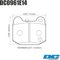 Колодки тормозные DC0961E14 DC Brakes RT.2  задние MMC Lancer Evo V-IX / SUBARU WRX Sti