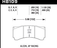 Колодки тормозные HB109Z.710 HAWK PC (БЕЗ УШКА) PROMA 6 порш; StopTech; AP RACING; HPB тип 3; 18 mm