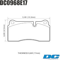 Колодки тормозные DC0968E17 DC Brakes RT.2 Brembo тип B, H, P / Rotora FC4 / Nissan GTR R35
