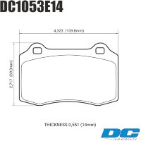 Колодки тормозные DC1053E14 DC Brakes RT.2 Brembo тип A, C, F; JBT CM4P1