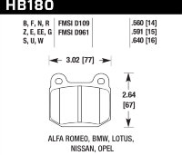Колодки тормозные HB180B.560 HAWK Street 5.0 задние MMC Lancer Evo V-IX / SUBARU WRX Sti