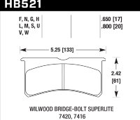 Колодки тормозные HB521Q.800 HAWK DTC-80; Wilwood BB SL 7420 20mm