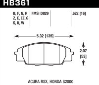 Колодки тормозные HB361W.622 HAWK DTC-30 Honda S2000/Civic Type "R", Acura RSX 16 mm