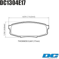 Колодки тормозные DC1304E17 DC Brakes RT.2 задние LEXUS LX570, LX450D, TOYOTA LC200 Tundra