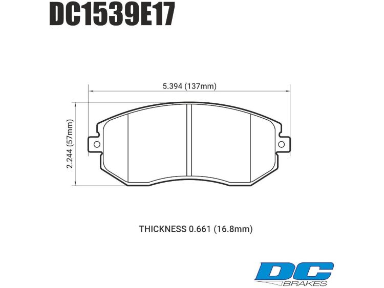 Колодки тормозные DC1539E17 DC Brakes RT.2 перед Subaru BRZ, Toyota GT 86, Forester, Impreza 2011->