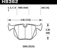 Колодки тормозные HB362E.642 HAWK Blue 9012 задние BMW  (E31) / M3 3.2 i E40